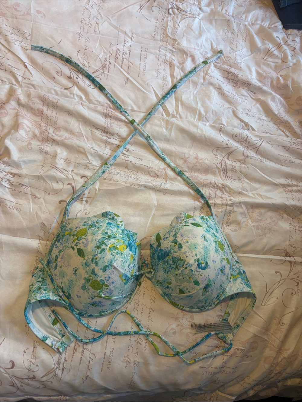 Victoria's Secret Blue & Green Floral Push-Up Swim Bra